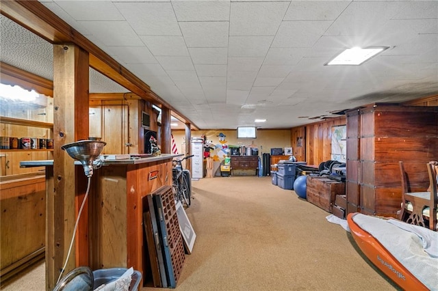 6451 Sagamore Rd, Mission Hills, KS 66208 - basement featuring carpet and wood walls