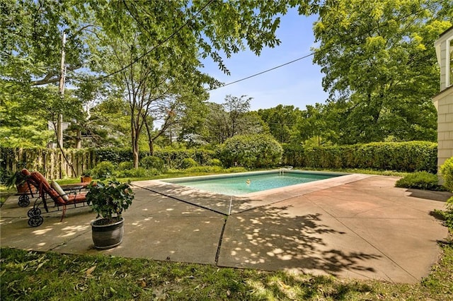 6451 Sagamore Rd, Mission Hills, KS 66208 - view of swimming pool featuring a patio area, a fenced backyard, and view of scattered trees