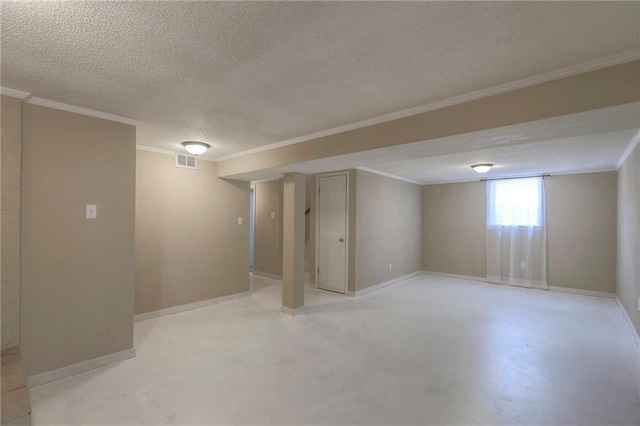 16100 E Elm St, Independence, MO 64050 - below grade area featuring crown molding and a textured ceiling