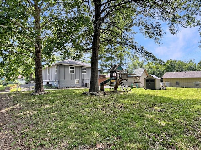 118 Fern St, Lansing, KS 66043 - view of yard with a playground and a storage shed