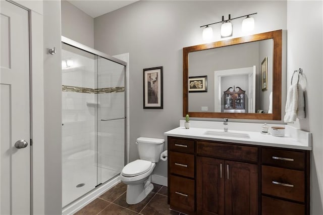 11717 S Barth Rd, Olathe, KS 66061 - full bathroom with vanity, a stall shower, and tile patterned floors