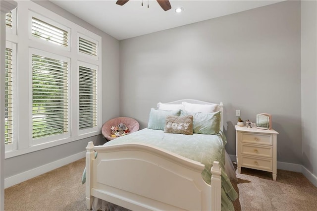 11717 S Barth Rd, Olathe, KS 66061 - bedroom with carpet, a ceiling fan, and recessed lighting