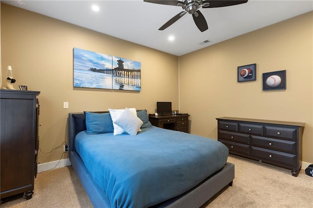 11717 S Barth Rd, Olathe, KS 66061 - bedroom with carpet floors, recessed lighting, and ceiling fan