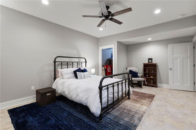 11717 S Barth Rd, Olathe, KS 66061 - bedroom with recessed lighting and a ceiling fan