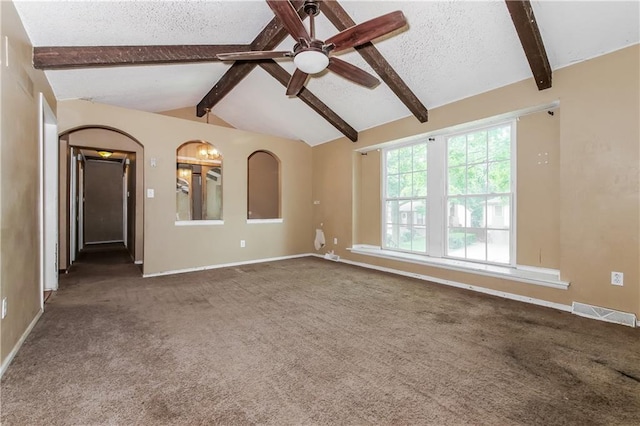 20408 E 15th Ter, Independence, MO 64056 - unfurnished living room with a ceiling fan, a textured ceiling, and carpet