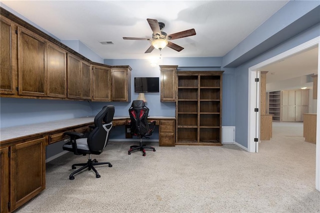 8620 N Eastern Ave, Kansas City, MO 64157 - office space featuring built in study area, light carpet, and ceiling fan