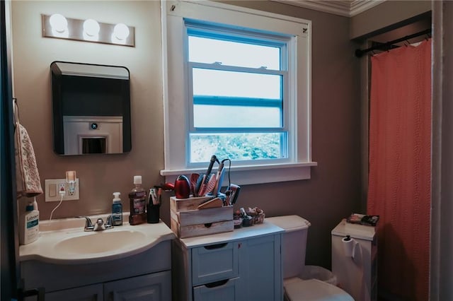 2220 Eugene Field Ave, Saint Joseph, MO 64505 - bathroom with vanity and ornamental molding