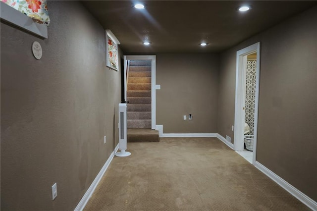 2220 Eugene Field Ave, Saint Joseph, MO 64505 - finished below grade area featuring carpet, recessed lighting, and stairs