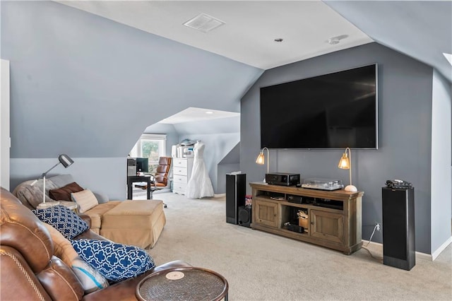 3215 Windsor Ave, Kansas City, MO 64123 - living area featuring lofted ceiling and carpet