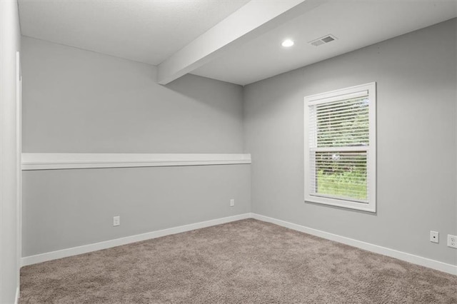 19709 W 198th Ct, Spring Hill, KS 66083 - unfurnished room with beamed ceiling, carpet floors, and recessed lighting
