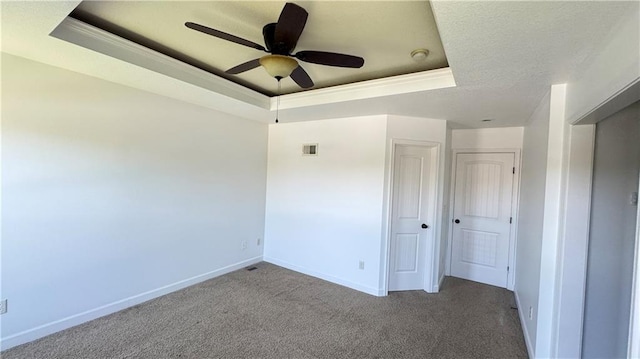 1725 N 57th Ter, Kansas City, KS 66102 - spare room with a tray ceiling, a ceiling fan, ornamental molding, and carpet