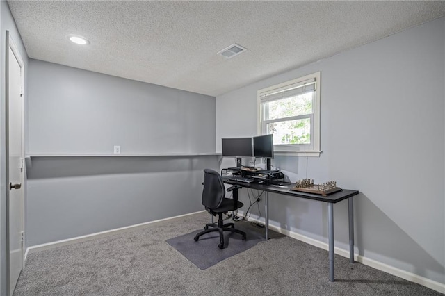 13924 S Summertree Ln, Olathe, KS 66062 - office space with a textured ceiling, carpet, and recessed lighting