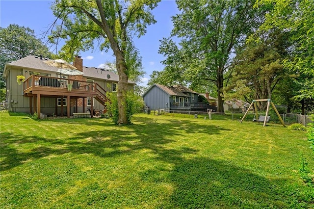 13924 S Summertree Ln, Olathe, KS 66062 - fenced backyard featuring a deck and stairs