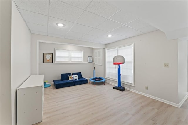 2405 W 124th St, Leawood, KS 66209 - exercise room featuring a paneled ceiling, wood finished floors, and recessed lighting