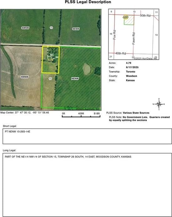 627 50th Rd, Toronto, KS 66777 - map / location featuring property boundaries highlighted