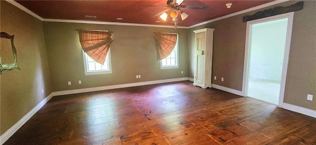 789 Maple Rd, Uniontown, KS 66779 - spare room featuring ornamental molding, wood finished floors, and a ceiling fan