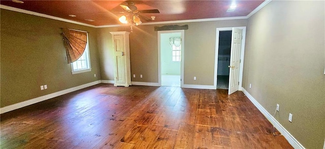 789 Maple Rd, Uniontown, KS 66779 - spare room featuring a ceiling fan, hardwood / wood-style flooring, and ornamental molding