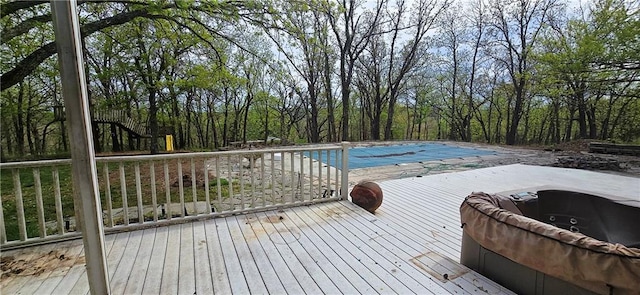 789 Maple Rd, Uniontown, KS 66779 - deck featuring a covered pool