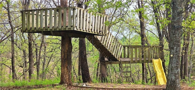 789 Maple Rd, Uniontown, KS 66779 - view of play area with a view of trees