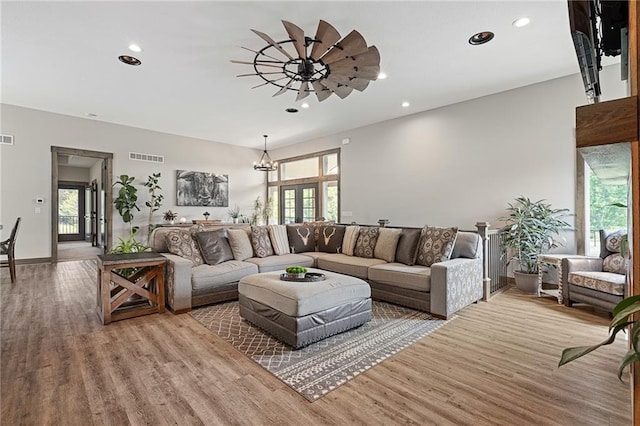 31788 W 223rd St, Spring Hill, KS 66083 - living area featuring wood finished floors, recessed lighting, and ceiling fan