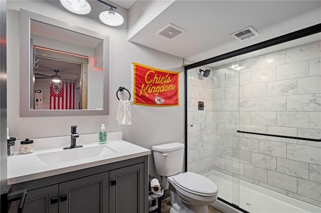 31788 W 223rd St, Spring Hill, KS 66083 - bathroom with vanity, a shower stall, and a ceiling fan