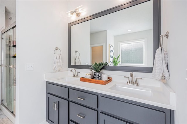 20854 W 190th Pl, Spring Hill, KS 66083 - bathroom featuring double vanity and a shower stall