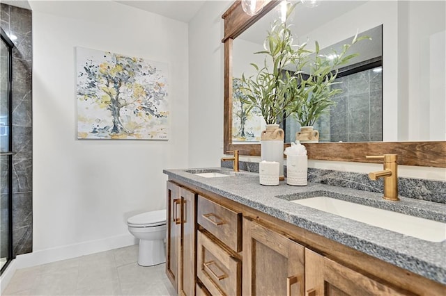 17404 Crystal St, Overland Park, KS 66221 - full bath with double vanity, a shower stall, and tile patterned flooring