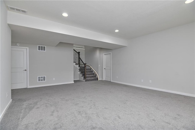 14500 Aurora Ln, Basehor, KS 66007 - finished below grade area featuring carpet floors, stairway, and recessed lighting