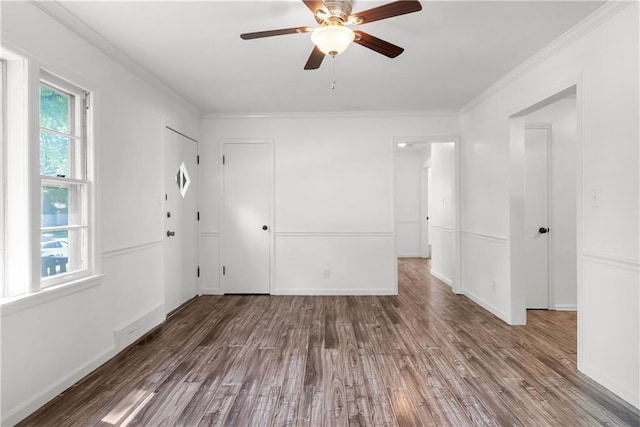 5706 Beverly Ave, Mission, KS 66202 - unfurnished room with wood finished floors, ceiling fan, and ornamental molding
