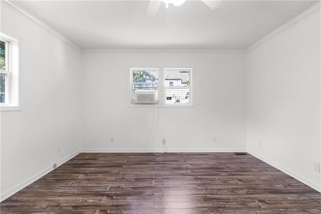 5706 Beverly Ave, Mission, KS 66202 - unfurnished room featuring a ceiling fan, crown molding, wood finished floors, and cooling unit