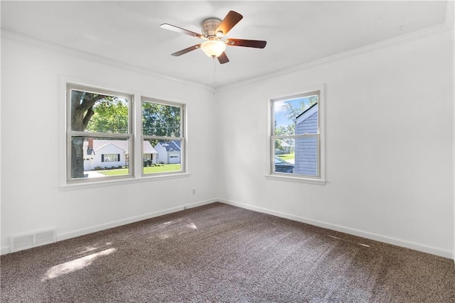 5706 Beverly Ave, Mission, KS 66202 - carpeted spare room featuring healthy amount of natural light, ceiling fan, and ornamental molding