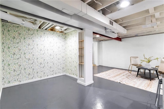 5706 Beverly Ave, Mission, KS 66202 - finished below grade area with wallpapered walls and baseboards