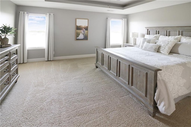 1216 Hillmann Ln, Warrensburg, MO 64093 - bedroom featuring a raised ceiling and light carpet