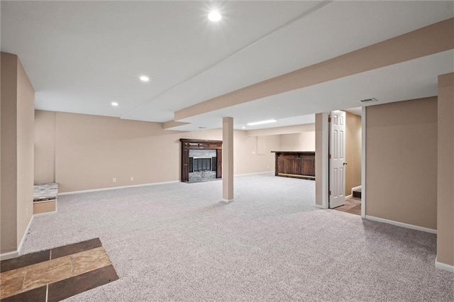 12343 Pinehurst Dr, Kansas City, KS 66109 - finished basement with carpet flooring and recessed lighting