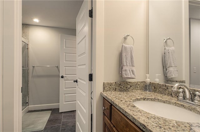 10423 W 168th Ter, Overland Park, KS 66221 - full bath with a shower stall, vanity, recessed lighting, and tile patterned floors