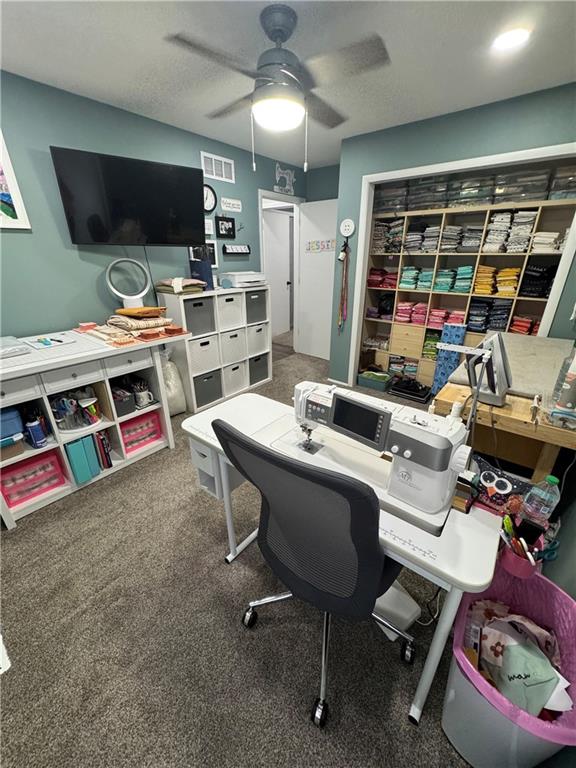 109 W 3rd St, Stanberry, MO 64489 - office featuring a ceiling fan and carpet floors