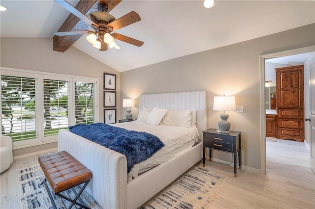 6 Mohave Dr, Lake Winnebago, MO 64034 - bedroom with a ceiling fan, light wood-type flooring, and recessed lighting