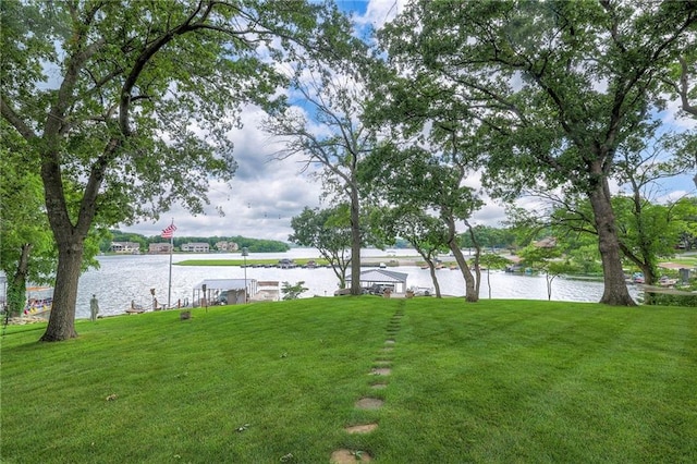 6 Mohave Dr, Lake Winnebago, MO 64034 - view of green lawn with a water view