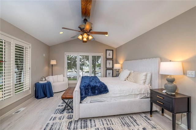 6 Mohave Dr, Lake Winnebago, MO 64034 - bedroom with wood finished floors, vaulted ceiling, ceiling fan, and recessed lighting