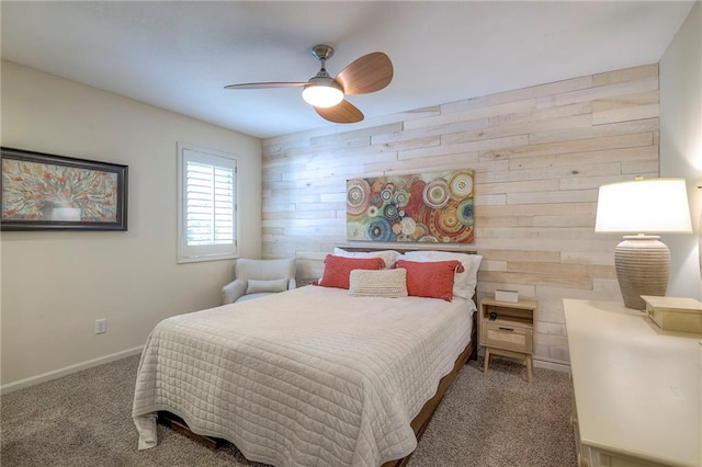 6 Mohave Dr, Lake Winnebago, MO 64034 - bedroom featuring wood walls, carpet, and a ceiling fan