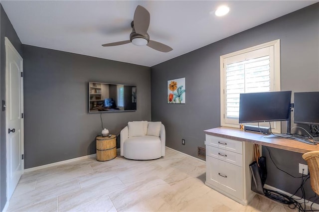 6 Mohave Dr, Lake Winnebago, MO 64034 - home office with a ceiling fan and baseboards