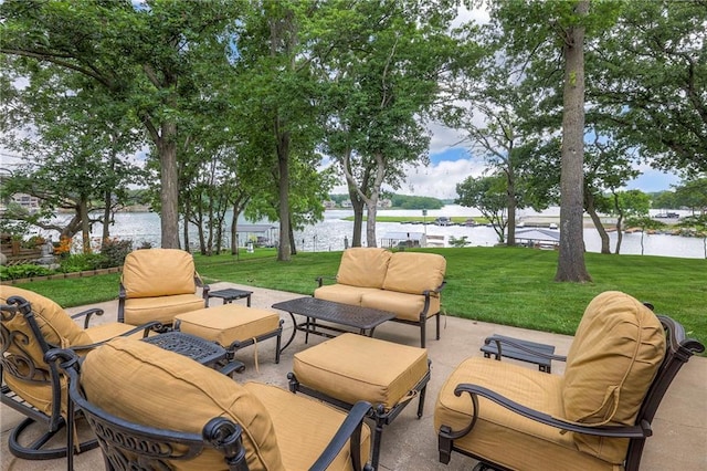 6 Mohave Dr, Lake Winnebago, MO 64034 - view of patio / terrace with a water view and an outdoor living space