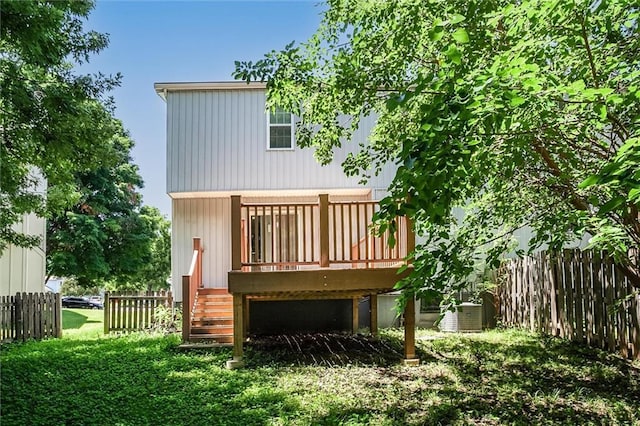 10151 W 84th St, Overland Park, KS 66212 - rear view of property with a wooden deck and stairway