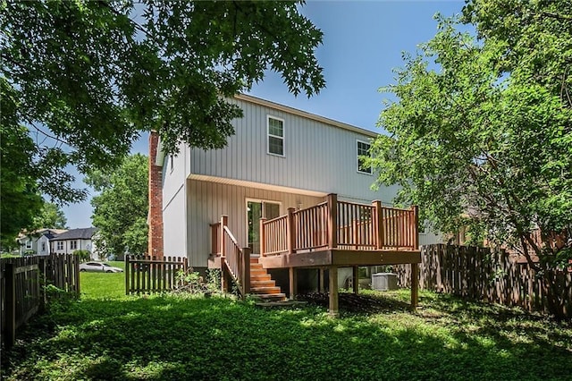 10151 W 84th St, Overland Park, KS 66212 - back of house with a deck, a fenced backyard, and stairs