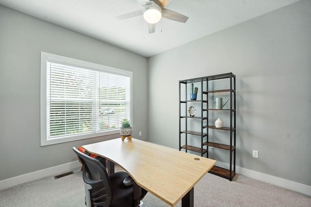 16486 S Chalet Dr, Olathe, KS 66062 - office area with carpet, plenty of natural light, and a ceiling fan