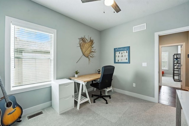 16486 S Chalet Dr, Olathe, KS 66062 - home office with light carpet and ceiling fan