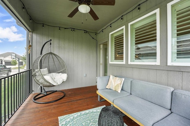 16486 S Chalet Dr, Olathe, KS 66062 - sunroom featuring a ceiling fan