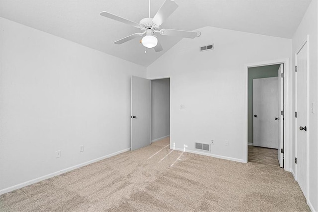 5626 NW Moonlight Meadow Ct, Lees Summit, MO 64064 - unfurnished bedroom featuring lofted ceiling, light colored carpet, and a ceiling fan