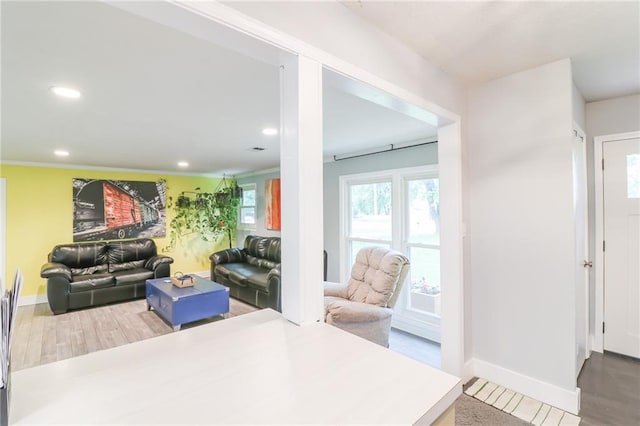 2633 E Langsford Rd, Lees Summit, MO 64063 - living room featuring recessed lighting and wood finished floors