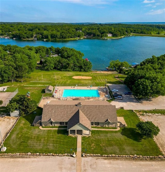 81 Enchanted Ln, Linn Valley, KS 66040 - drone / aerial view of a nearby body of water and a pool